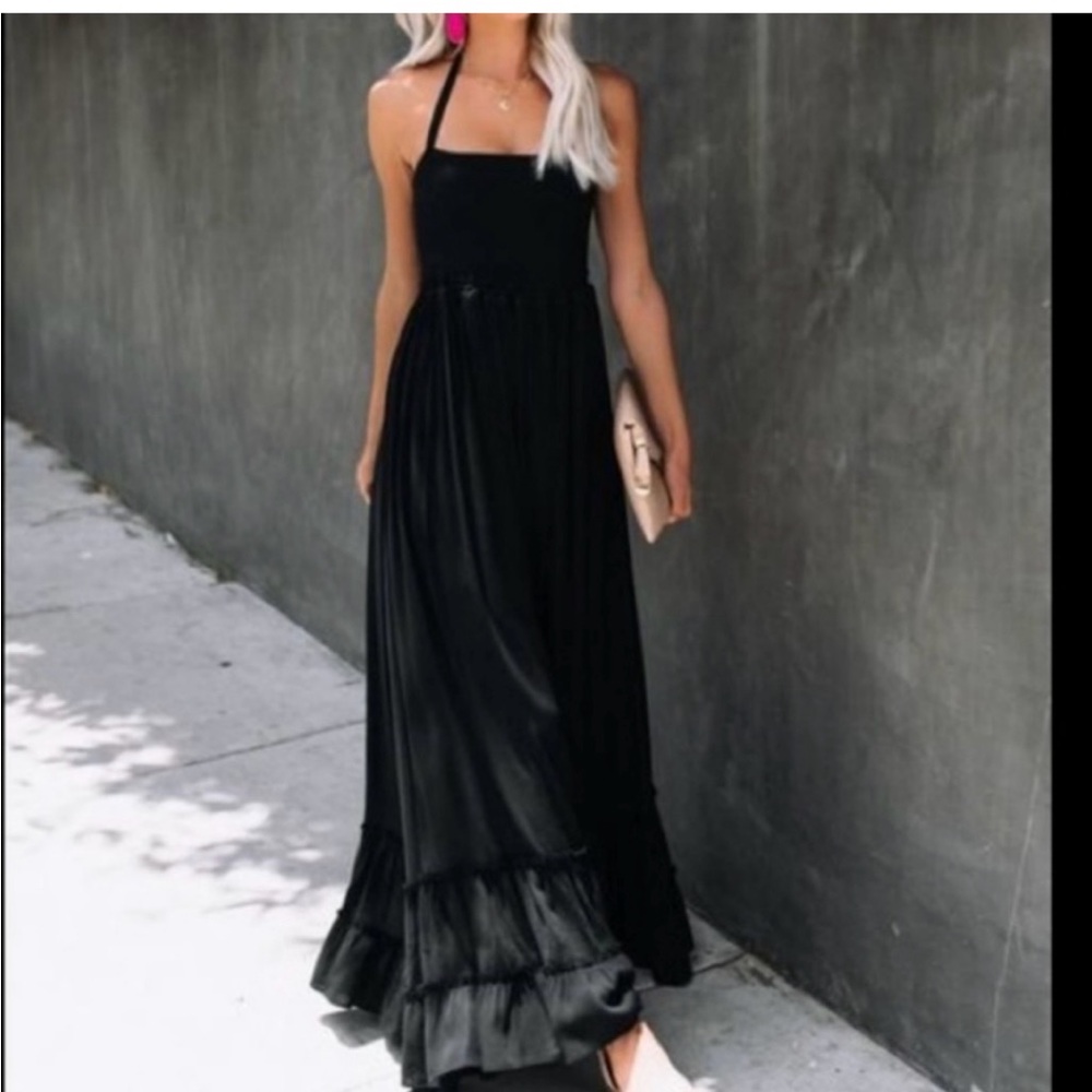 Vici zayn Black Maxi Halter Tie Dress